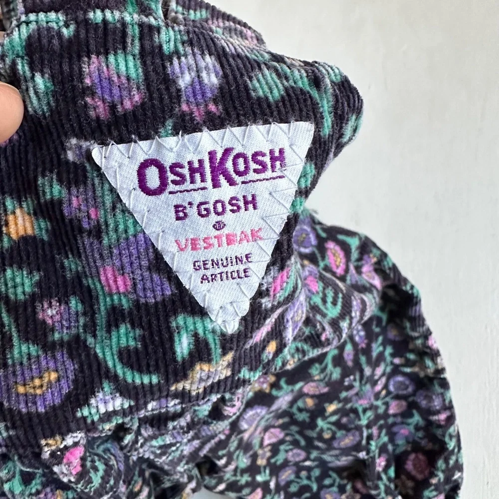 Vintage OshKosh B'Gosh Floral Corduroy Bubble Overalls